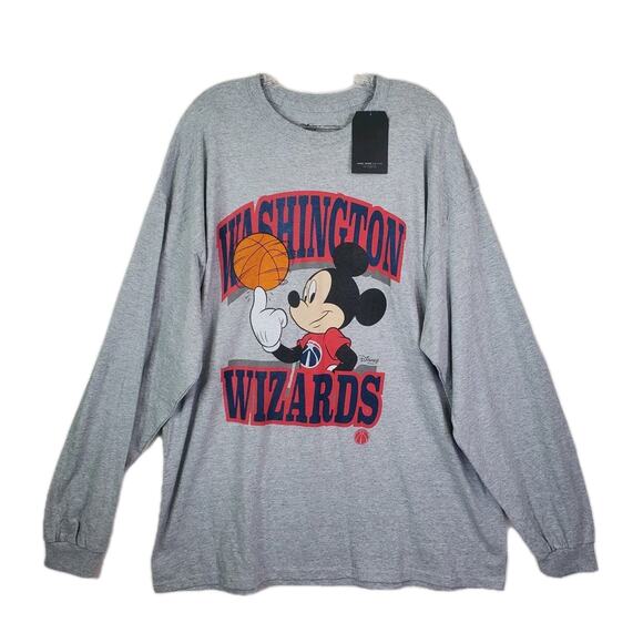 Junk Food x Disney Mickey Washington Wizards Gray Long Sleeve T-Shirt Mens Sz XL - Picture 1 of 7